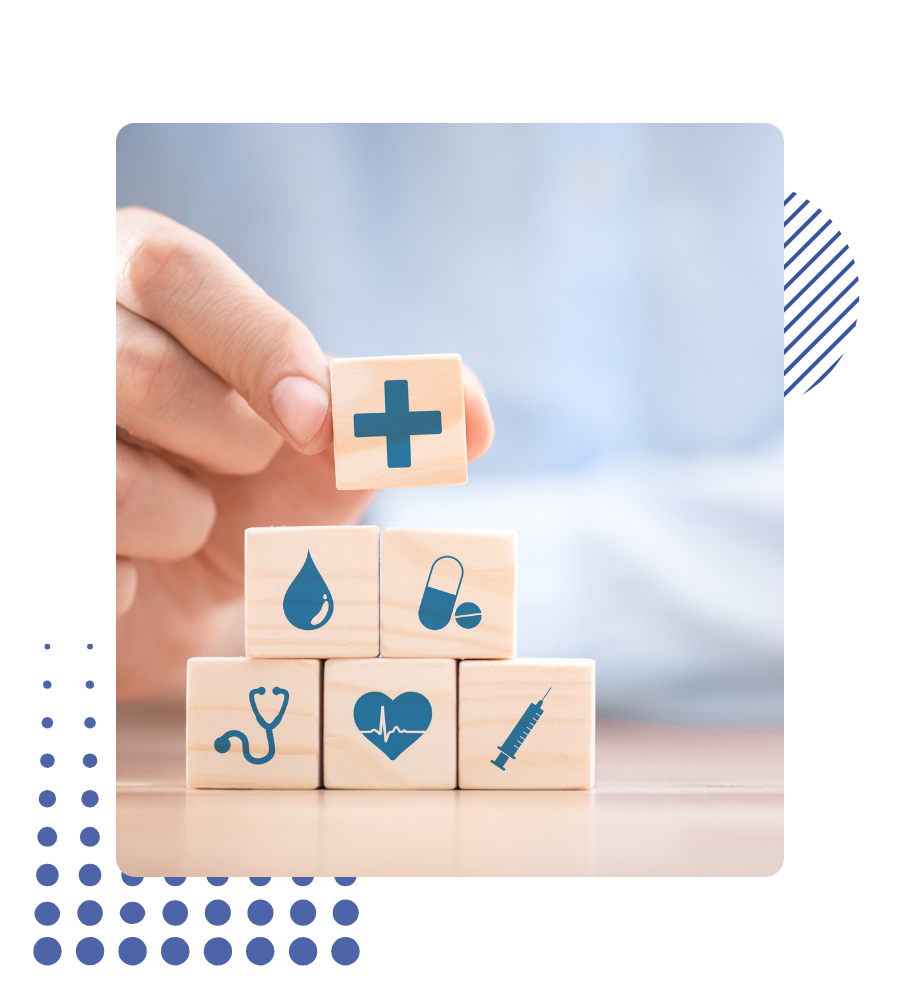 Dice with medical items