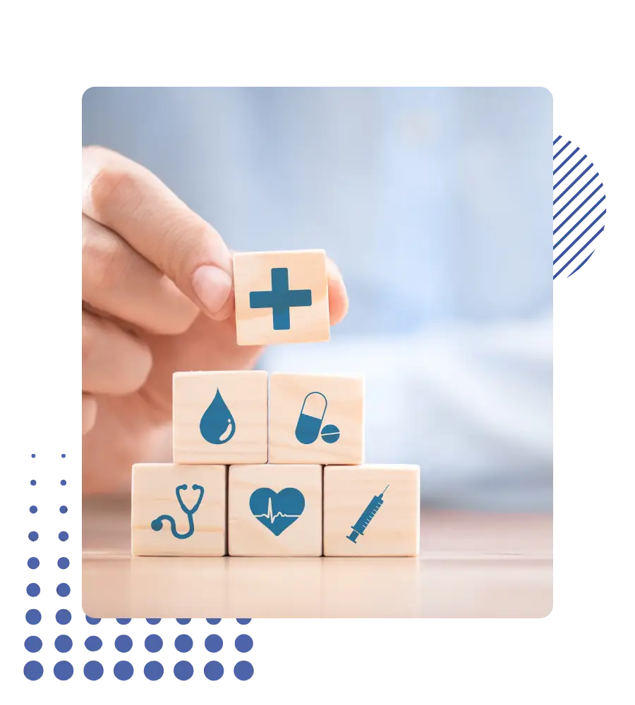 Dice with medical items